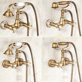 Body Jet Massage pullout Rainfall Shower Antique Antique Brass Mount Bath Shower Mixer Tap