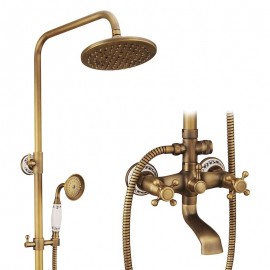 pullout Waterfall Country Antique Brass Mount Outside Bath Shower Mixer Tap