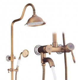 pullout Waterfall Country Antique Brass Mount Outside Bath Shower Mixer Tap