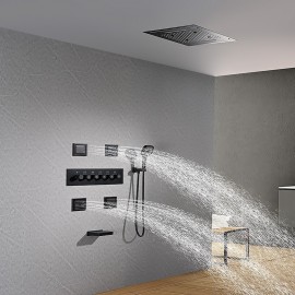 Rainfall Shower System Thermostatic Mixer Body Jet Massage Waterfall Painted Finishes Mount Shower Tap