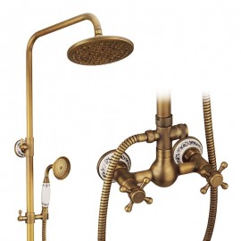 pullout Rainfall Shower Country Brass Mount Outside Bath Shower Mixer Tap