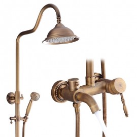 pullout Waterfall Country Antique Brass Mount Outside Bath Shower Mixer Tap