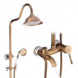 pullout Waterfall Country Antique Brass Mount Outside Bath Shower Mixer Tap