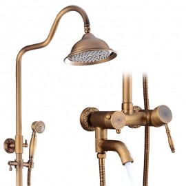 pullout Waterfall Country Antique Brass Mount Bath Shower Mixer Tap