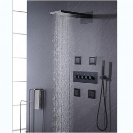 4 Function Thermostatic Mixer valve Body Jet Massage Rainfall Shower Waterfall Painted Finishes Mount Shower Tap