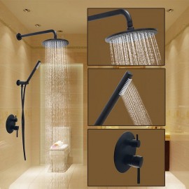 Wall Mounted Top Spray Shower Suit Brass Black Rainfall Round Oil rubbed Bronze Bath Shower Mixer Tap