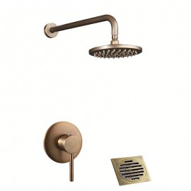 Brass Single Handle Rainfall Wall Mounted Shower Suit Drain Included Shower Tap