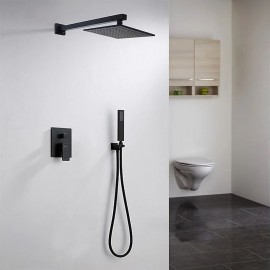 Black Shower System Mount Shower Tap Square Rain Shower Tap