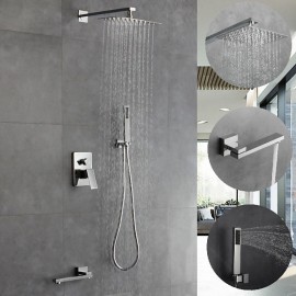 8 Inch Rotary Nozzle Wall Mounted Rainfall Shower Head Chrome Shower Tap