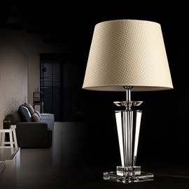 Modern Concise K9 Crystal Table Lamp Flax Shade