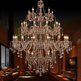 Cognac Crystal Chandelier Villa Ceiling Light With 35 Lights