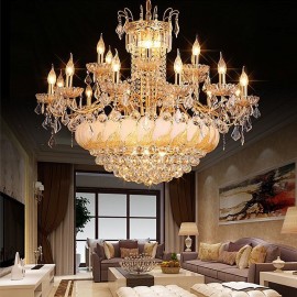 Large Luxury Crystal Chandelier European Gold Ceiling Light