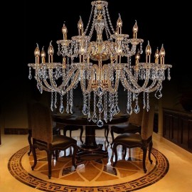 Luxury Crystal Chandelier Golden European Threaded Arm Ceiling Light