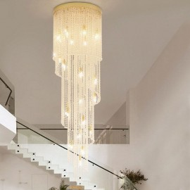 Modern Crystal Chandelier Luxury Villa Staircase Crystal Ceiling Light With 19 Lights