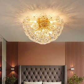 Semi Circle Glass Flush Mount Modern Decorative Flower Shaped Ceiling Light