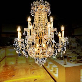 European Luxury Crystal Chandelier Duplex Stair Pendant Light
