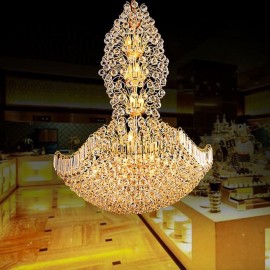 European Crystal Empire Chandelier Large Gold Colour Pendant Light Villa