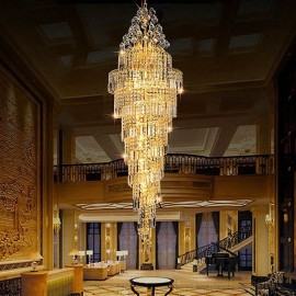 Elegant Crystal Empire Chandelier European Luxury Long Pendant Villa