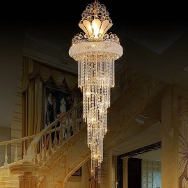 Graceful Crystal Chandelier Modern Simple Long Pendant Villa Duplex Staircase