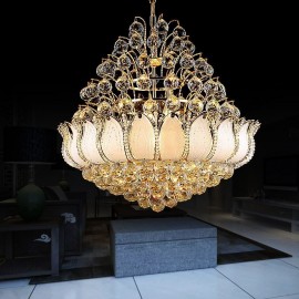 Contemporary Crystal Empire Chandelier Gold Colour Pendant Light Lotus