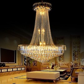 Elegant Crystal Chandelier European Pendant Light Long Hanging Chandelier Duplex Staircase