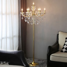 Crystal Floor Lamp Gold Raindrop European Style Luxury Light