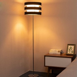Modern Black Striped Floor Lamp Reading Floor Light With Foot Switch