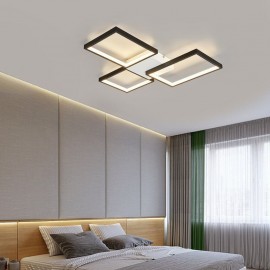 Flush Mount Minimalist 3 Square Ceiling Light Stepless Dimmable With Remote Control 60W