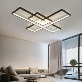 Minimalist Flush Mount Five Square Ceiling Light Stepless Dimmable With Remote Control 92W