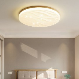 Japanese Wood Ceiling Light Acrylic Round Corrugated Ceiling Lamp