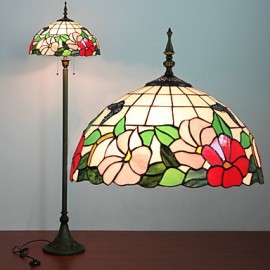 Floral Pattern Floor Lamp, 2 Light, Resin Glass Painting Process