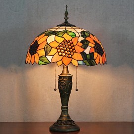 Sunflower Pattern Table Lamp, 2 Light, Resin Glass Painting