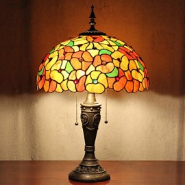 Table Lamp, 2 Light, Dainty Resin Glass Painting