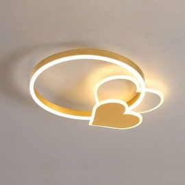 Modern Acrylic Flush Mount Gold Double Heart Ceiling Light