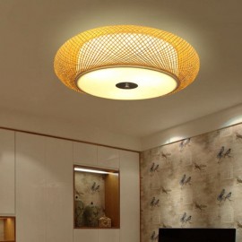 Modern Bamboo Flush Mount Chinese Woven Ceiling Light Lighting
