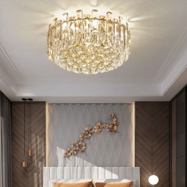Luxury Crystal Flush Mount Round Crystal Decoration Ceiling Light 50/60/80CM