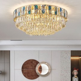 Crystal Flush Mount Round Crystal Decoration Ceiling Light Crystal Shell Lampshade 60/80CM