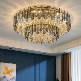 Crystal Flush Mount Simple Modern Round Ceiling Light Dining Light 80CM