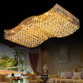 European Crystal Flush Mount Rectangle Chandelier