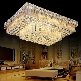 European Flush Mount Square Crystal Chandelier