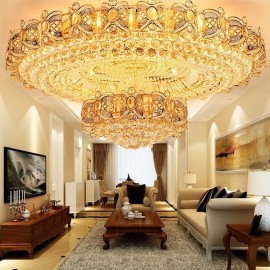 Modern Gold Crystal Ceiling Light Round Flush Mount Lighting