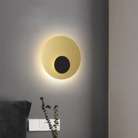 Nordic Wall Light Black Gold Round Full Copper Wall Sconce