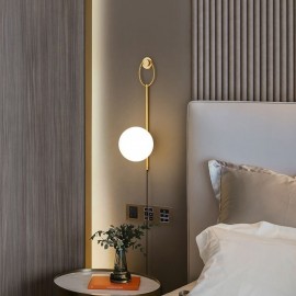 Modern Globe Wall Sconce Brushed Gold Glass Wall Light