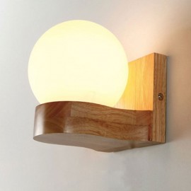 Nordic Solid Wood Wall Light Cozy Ball Shape Sconce Light