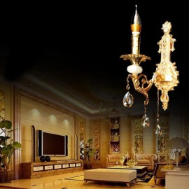 European Wall Lamp Luxurious Wall Sconce Crystal Drop Lamp Bedside Lighting
