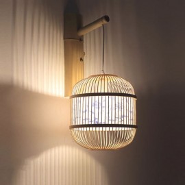 Cage Design Wall Light Creative Bamboo Hanging Wall Sconce Bedside Decorative Light