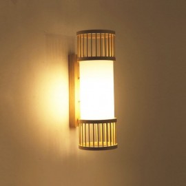 Vertical Bamboo Wall Light Creative Round Wall Sconce Bedside Stairs Lighting