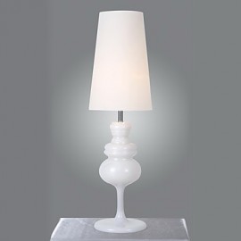 Traditional Artistic Table Lamp With Metal White Painted Body Shade