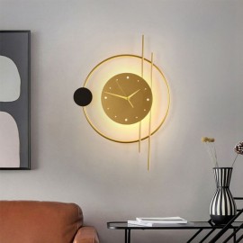Clock Wall Light Modern Minimalist Wrought Iron Wall Lamp And
