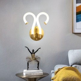 Modern Wall Light Creativity Sconce Wall Lamp Copper Sheep Horn 2 Lights